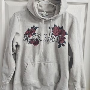 Ariat Light Gray Hoodie with Red Floral Accents